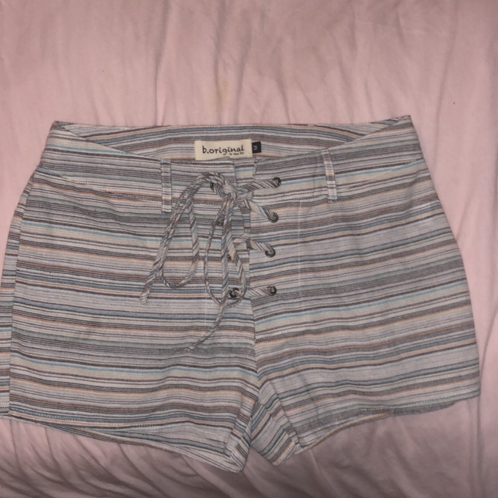 Cute striped shorts with a lace up tie